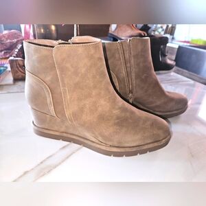 Tan Wedge Ankle Boots
